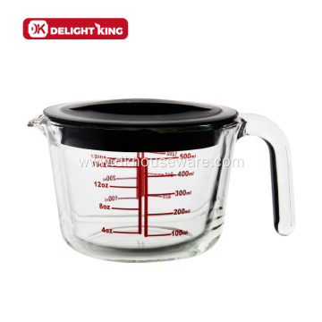 Plastic Lid Glass Measuring Cup for Measuring Mixing